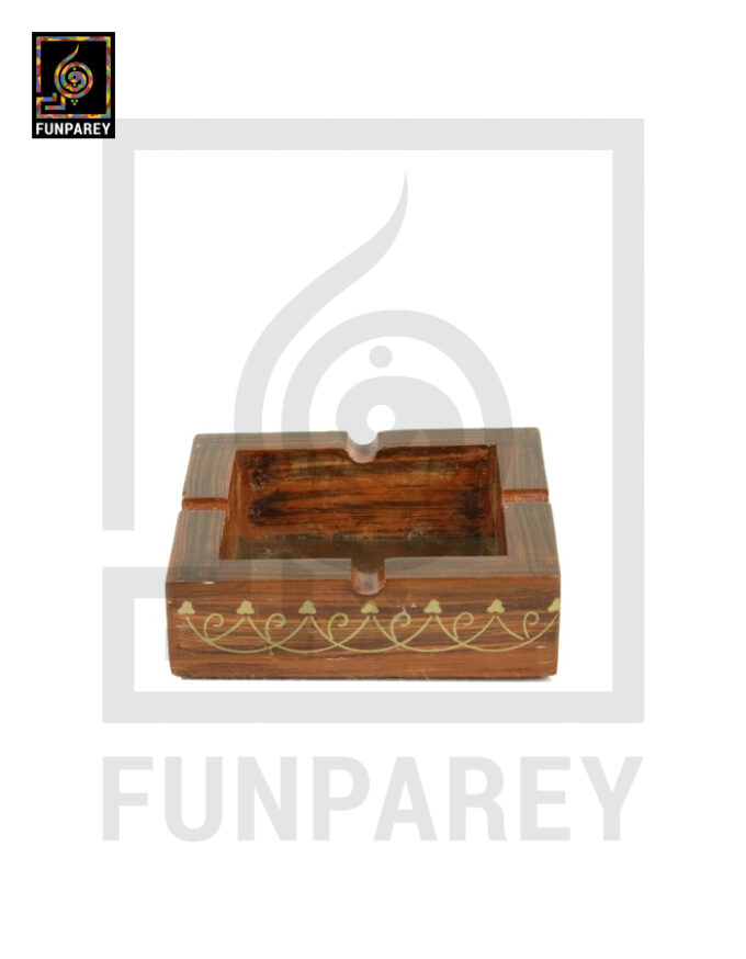 Handmade Wooden Ashtray Standard with Metallic Base 6x6 - Image 2