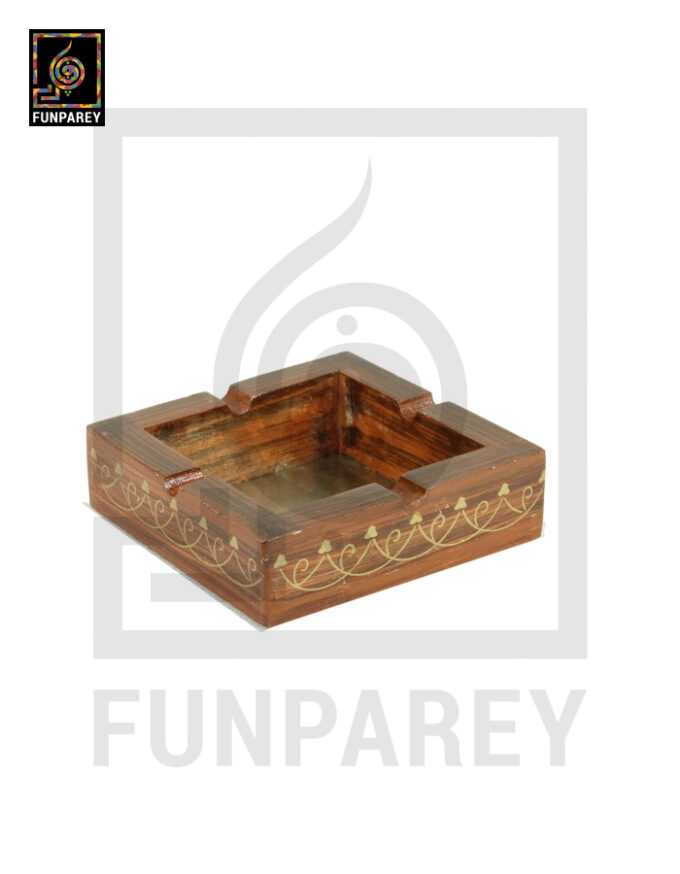 Handmade Wooden Ashtray Standard with Metallic Base 6x6
