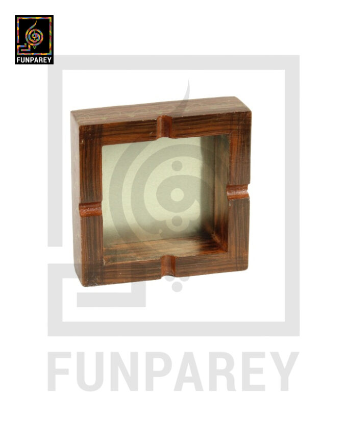 Handmade Wooden Ashtray Standard with Metallic Base 6x6 - Image 3