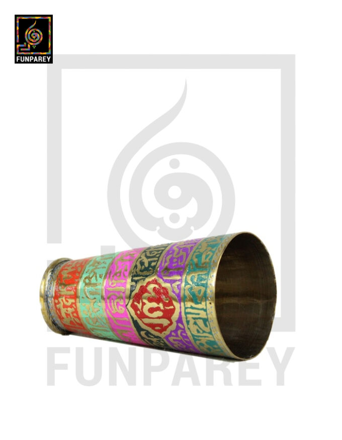 Handcrafted Colorful Brass Glass Pair with Embossed "Asma ul Husna" & "Asma e Mohammad" - Image 7