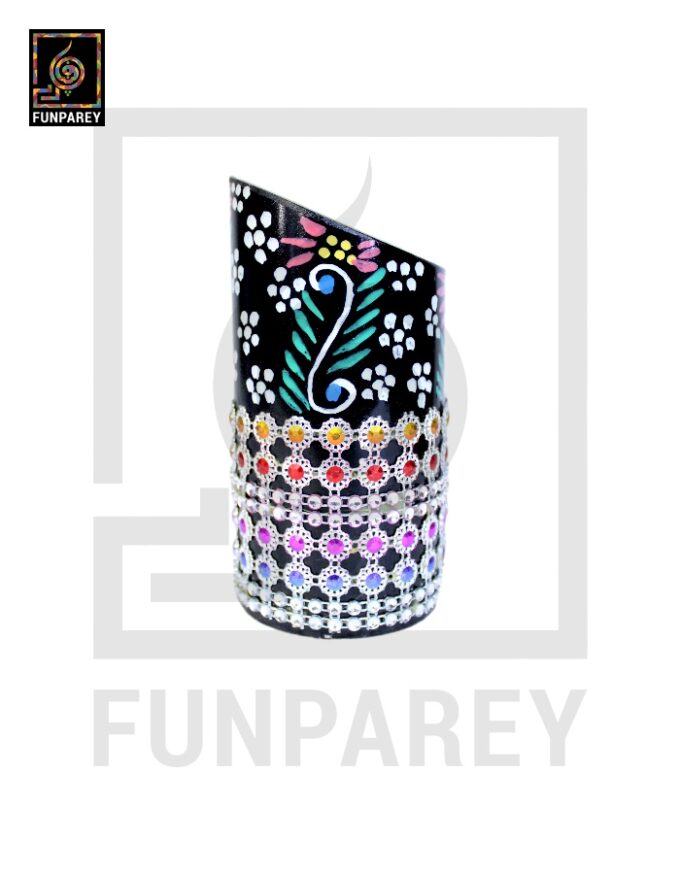 Handmade Accessory Jar with Truck Art And Shiny Beats - Image 2