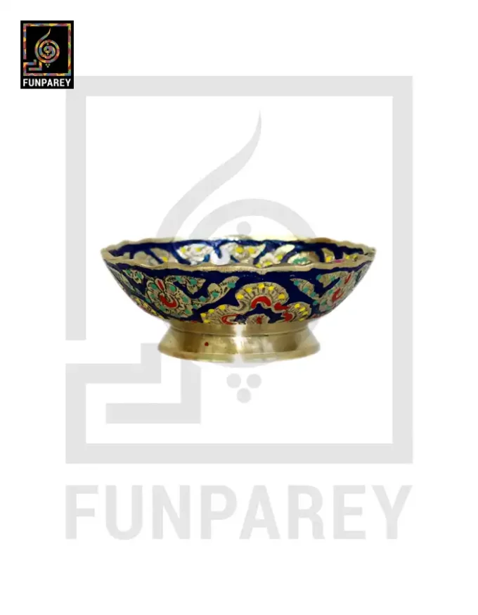 Brass Decorative Snack Bowl 4" With Floral Design - Image 2