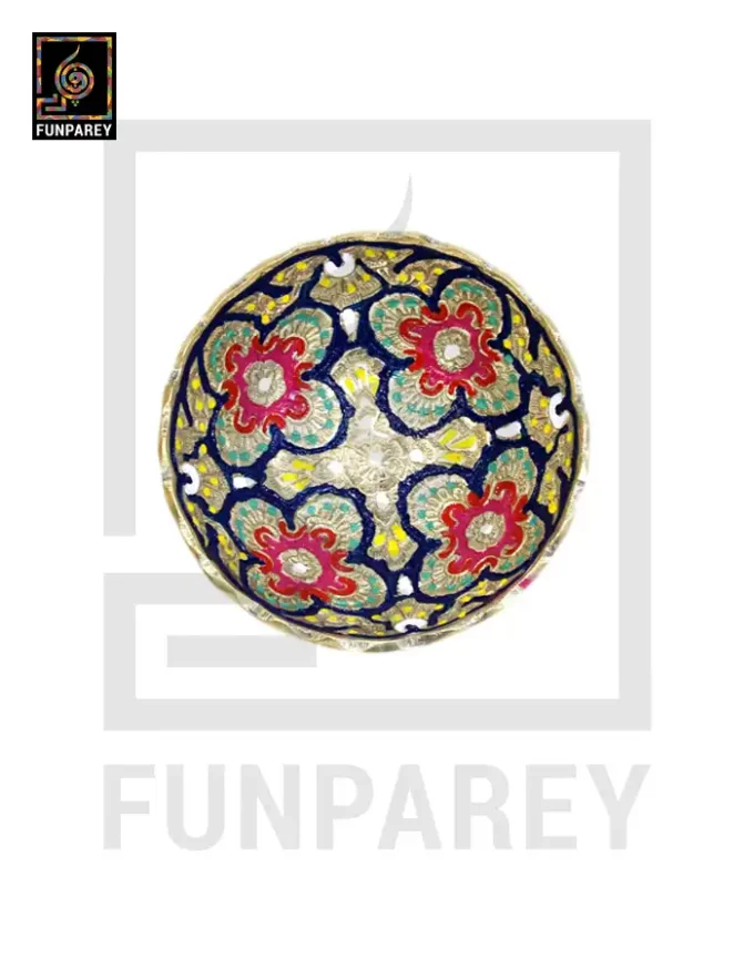 Brass Decorative Snack Bowl 4" With Floral Design - Image 3