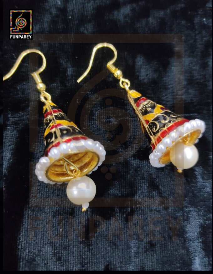 Ethnic Tribal Metallic Earrings "Chime Stygian" - Image 2