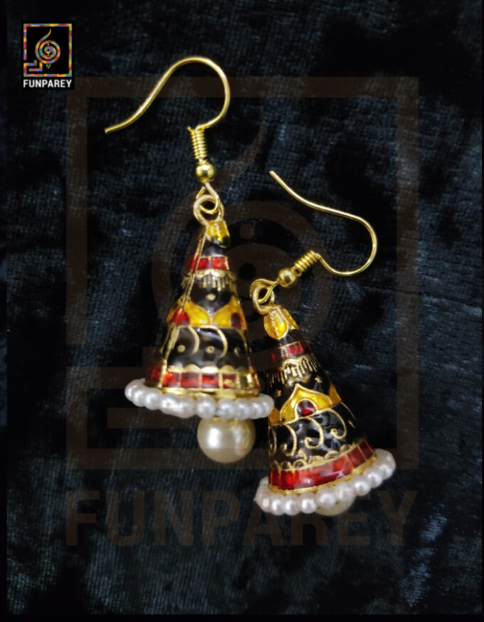 Ethnic Tribal Metallic Earrings "Chime Stygian"