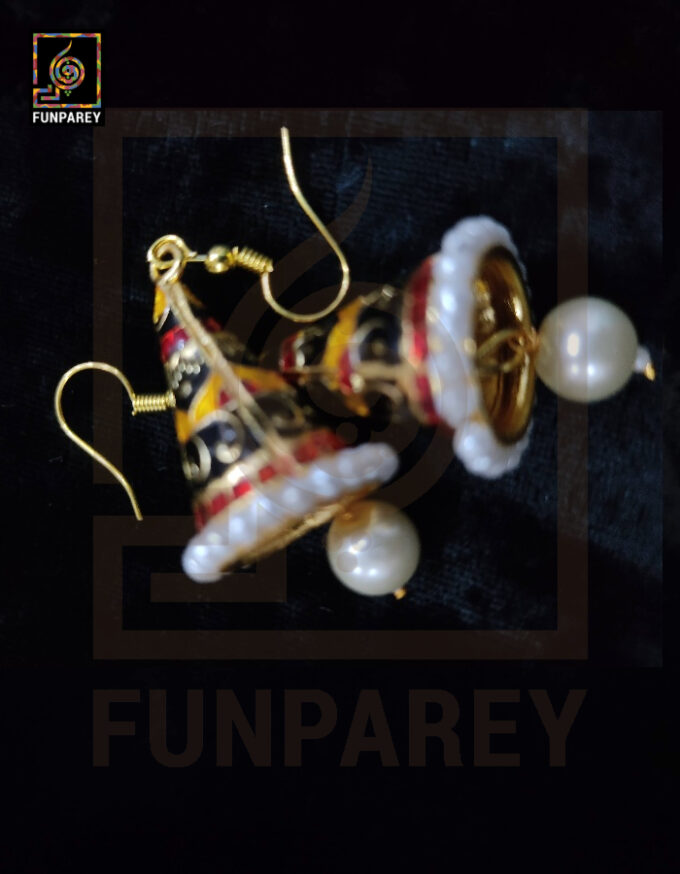 Ethnic Tribal Metallic Earrings "Chime Stygian" - Image 4
