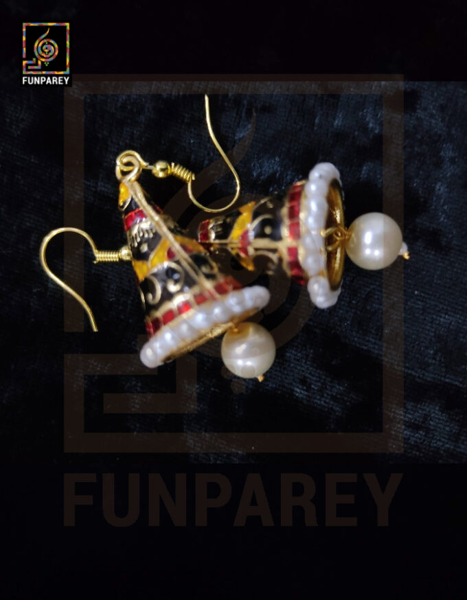 Ethnic Tribal Metallic Earrings "Chime Stygian" - Image 6