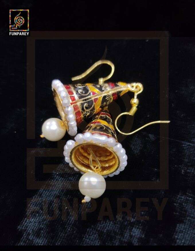 Ethnic Tribal Metallic Earrings "Chime Stygian" - Image 3