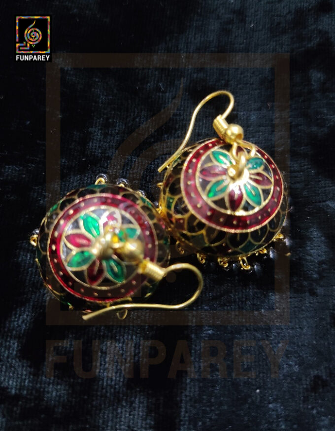 Ethnic Tribal Metallic Earrings "Czarina Red" - Image 2