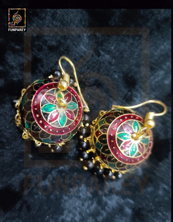 Ethnic Tribal Metallic Earrings "Czarina Red" - Image 4