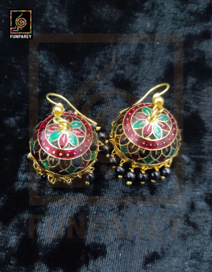 Ethnic Tribal Metallic Earrings "Czarina Red" - Image 5