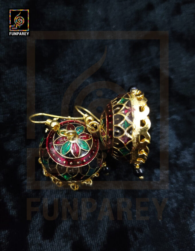 Ethnic Tribal Metallic Earrings "Czarina Red" - Image 6
