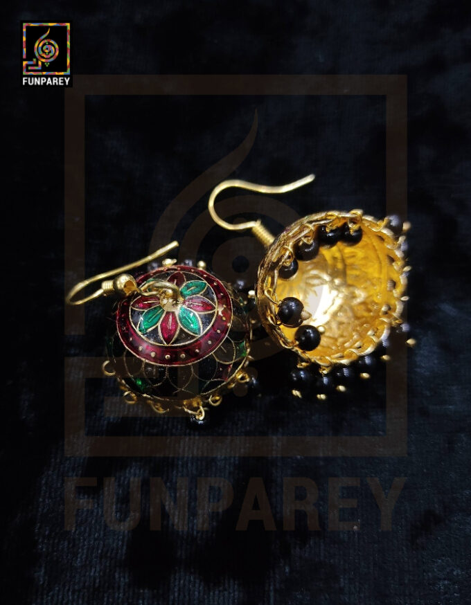 Ethnic Tribal Metallic Earrings "Czarina Red" - Image 8