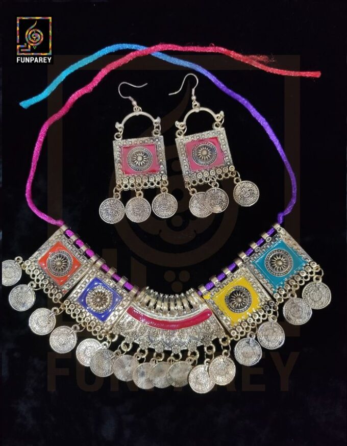 Oxidized Metal Jewelry Choker Set "Aurelian" - Image 7