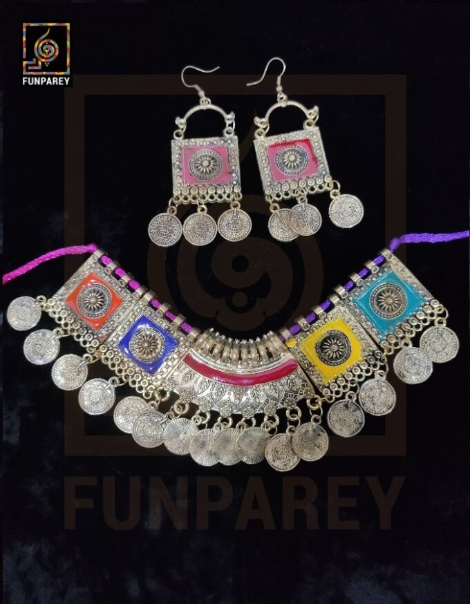 Oxidized Metal Jewelry Choker Set "Aurelian" - Image 2