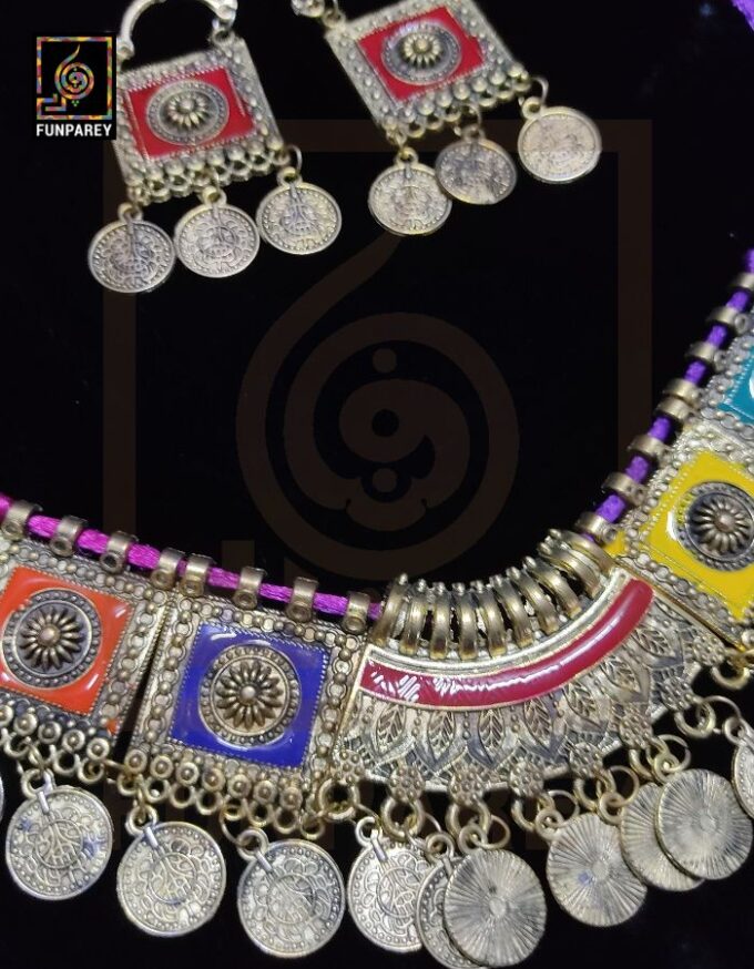 Oxidized Metal Jewelry Choker Set "Aurelian" - Image 4