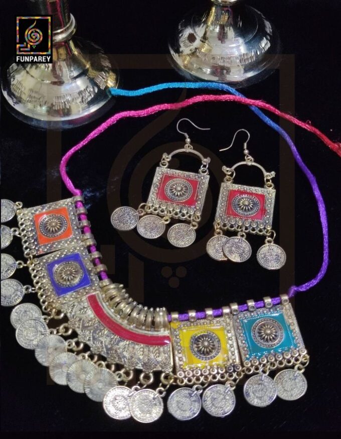 Oxidized Metal Jewelry Choker Set "Aurelian" - Image 6