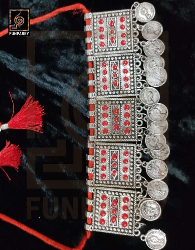 Oxidized Metal Jewelry Choker "Carnelian" - Image 3