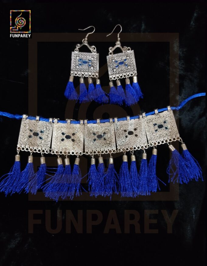 Oxidized Metal Jewelry Choker Set "Azuric" - Image 5