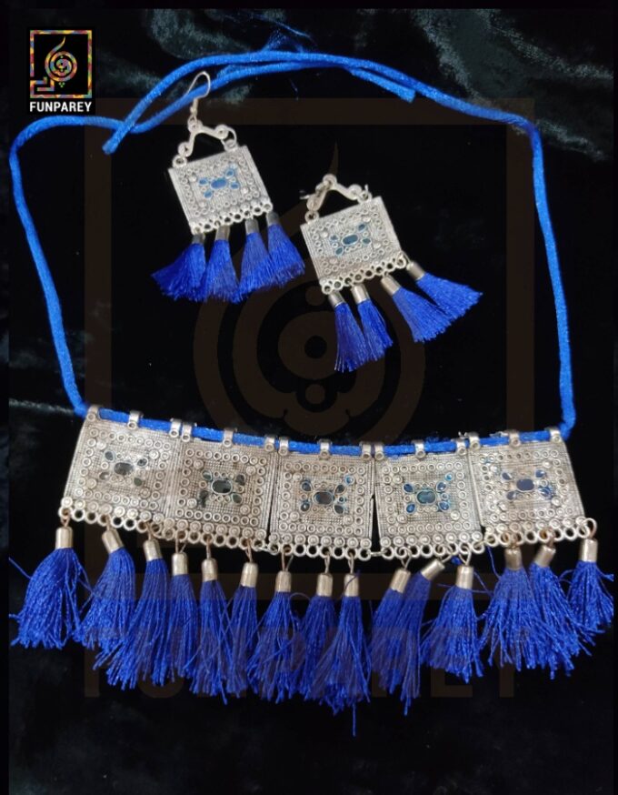 Oxidized Metal Jewelry Choker Set "Azuric"