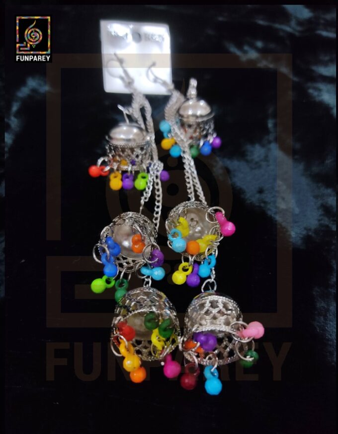 Tribal Oxidized Kashmiri Dangle Trailing Earrings "Jazzed" - Image 2