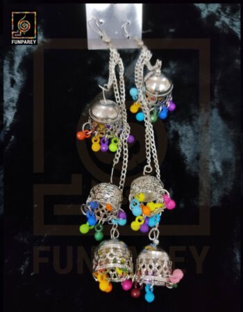Tribal Oxidized Kashmiri Dangle Trailing Earrings "Jazzed"
