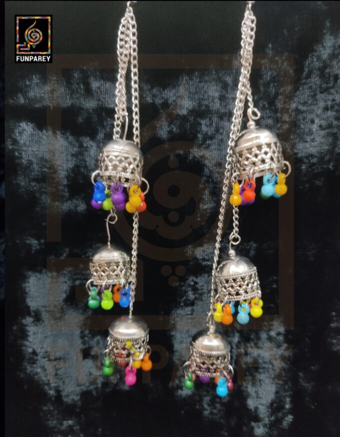 Tribal Oxidized Kashmiri Dangle Trailing Earrings "Jazzed" - Image 3