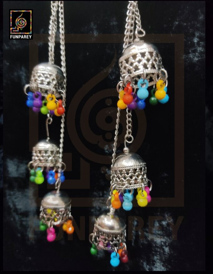 Tribal Oxidized Kashmiri Dangle Trailing Earrings "Jazzed" - Image 4