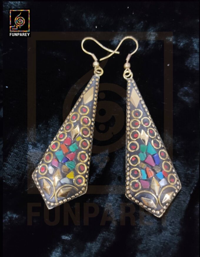Ethnic Tribal Metallic Earrings "Shard Jazzed"
