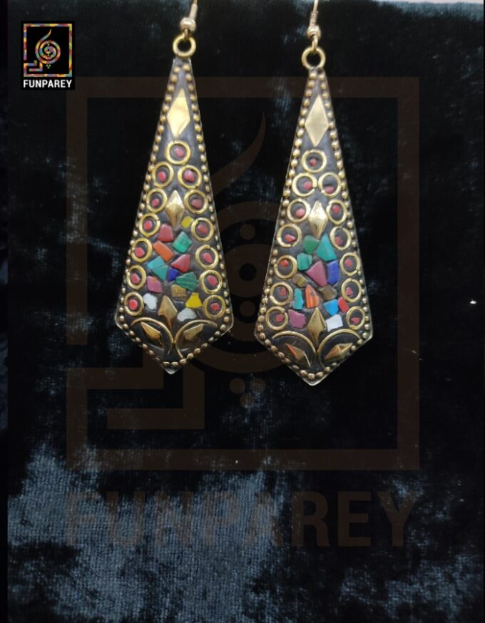 Ethnic Tribal Metallic Earrings "Shard Jazzed" - Image 2
