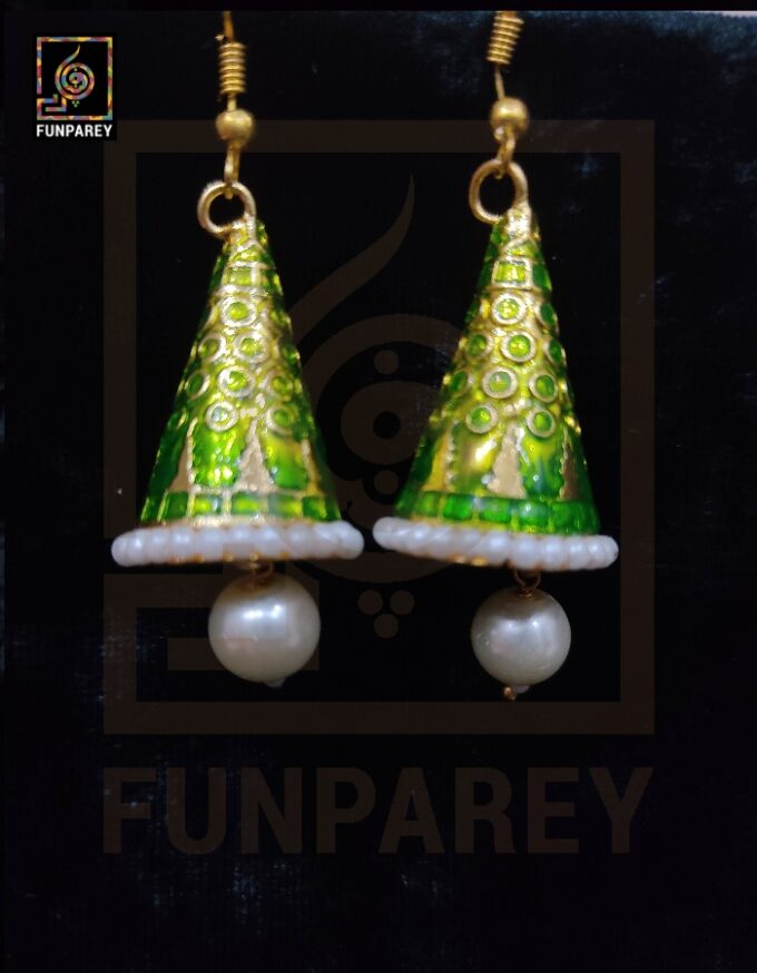 Ethnic Tribal Metallic Earrings "Chime Tartrazine" - Image 2