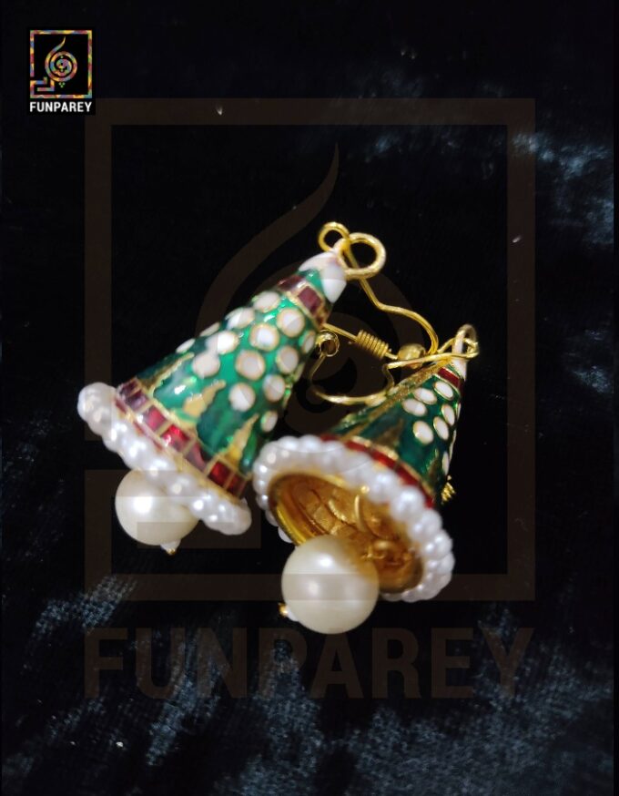 Ethnic Tribal Metallic Earrings "Chime Parakeet" - Image 4