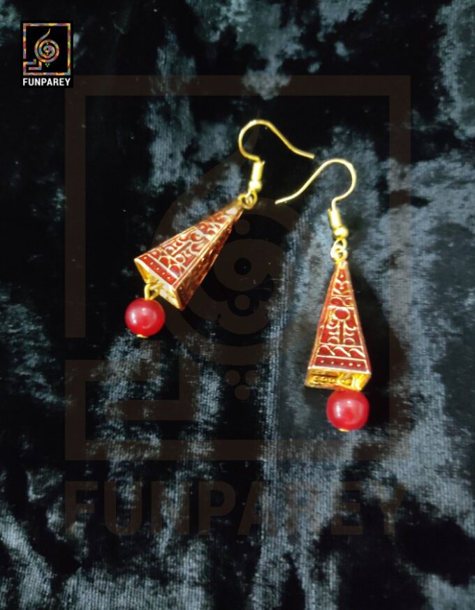 Ethnic Tribal Metallic Earrings "Trine Carnelian" - Image 7