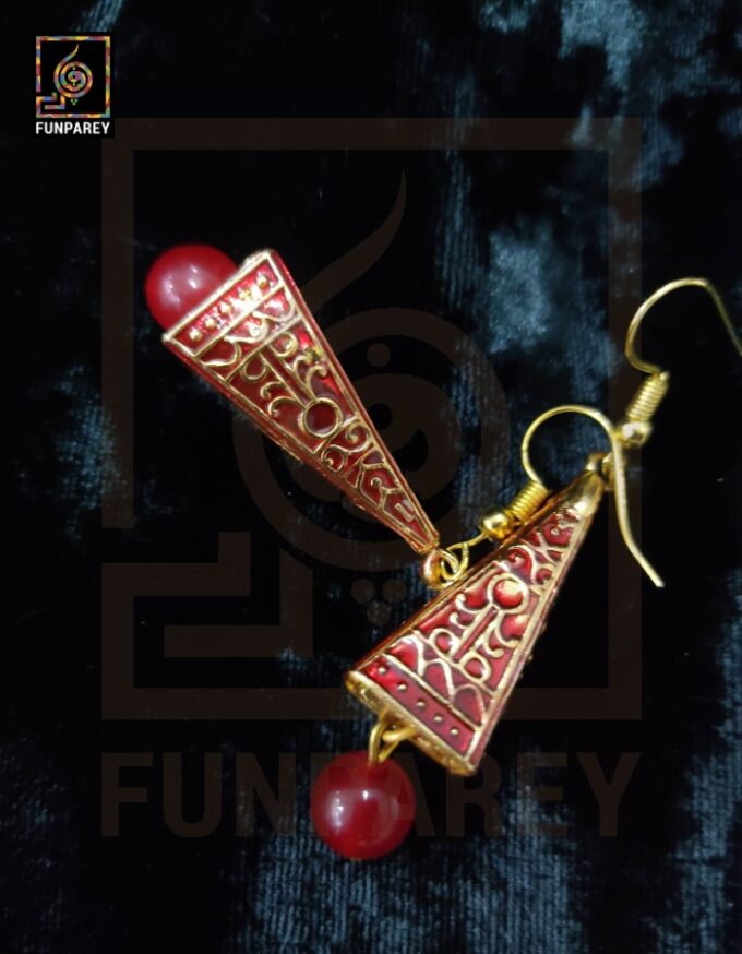 Ethnic Tribal Metallic Earrings "Trine Carnelian"