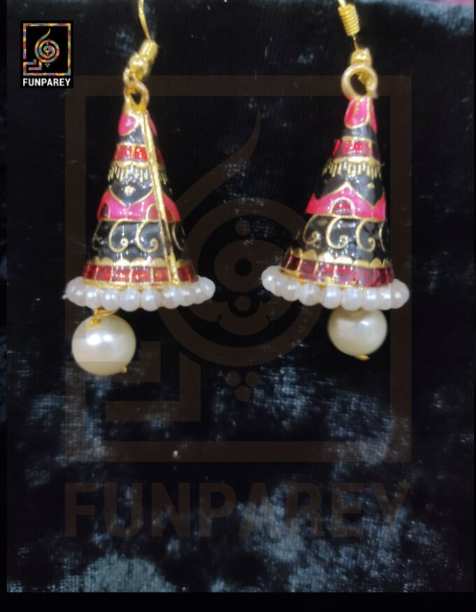 Ethnic Tribal Metallic Earrings "Chime Magenta" - Image 2
