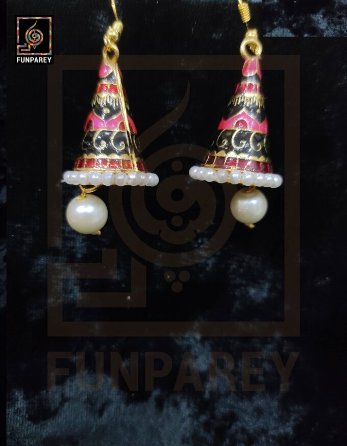 Ethnic Tribal Metallic Earrings "Chime Magenta" - Image 3