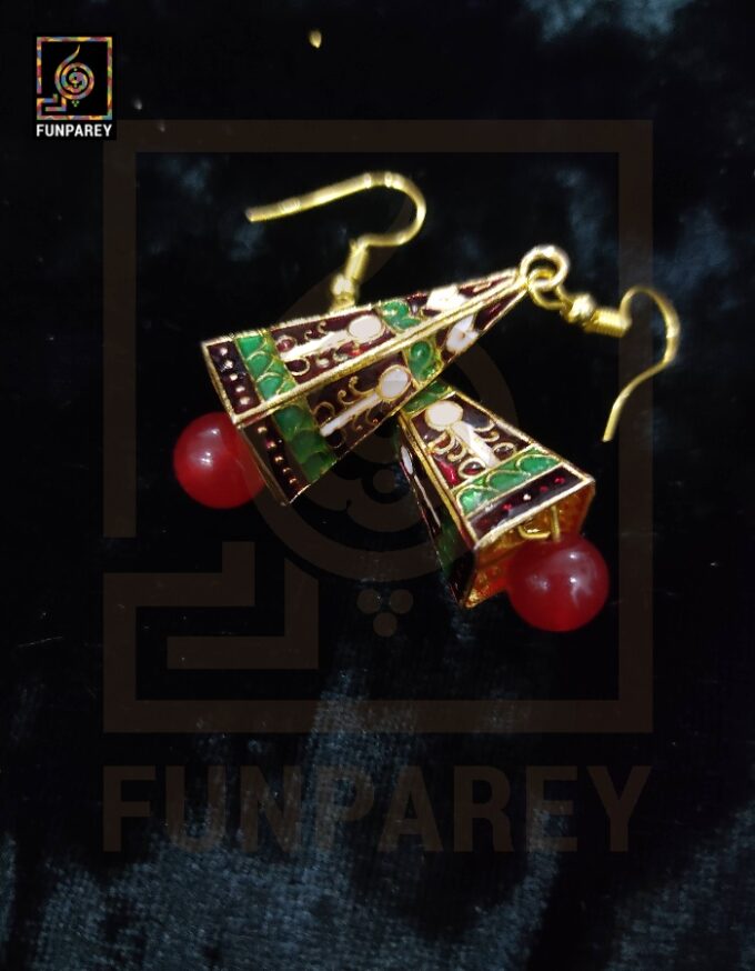 Ethnic Tribal Metallic Earrings "Trine Snow" - Image 2