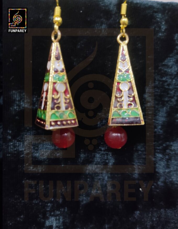 Ethnic Tribal Metallic Earrings "Trine Snow" - Image 3