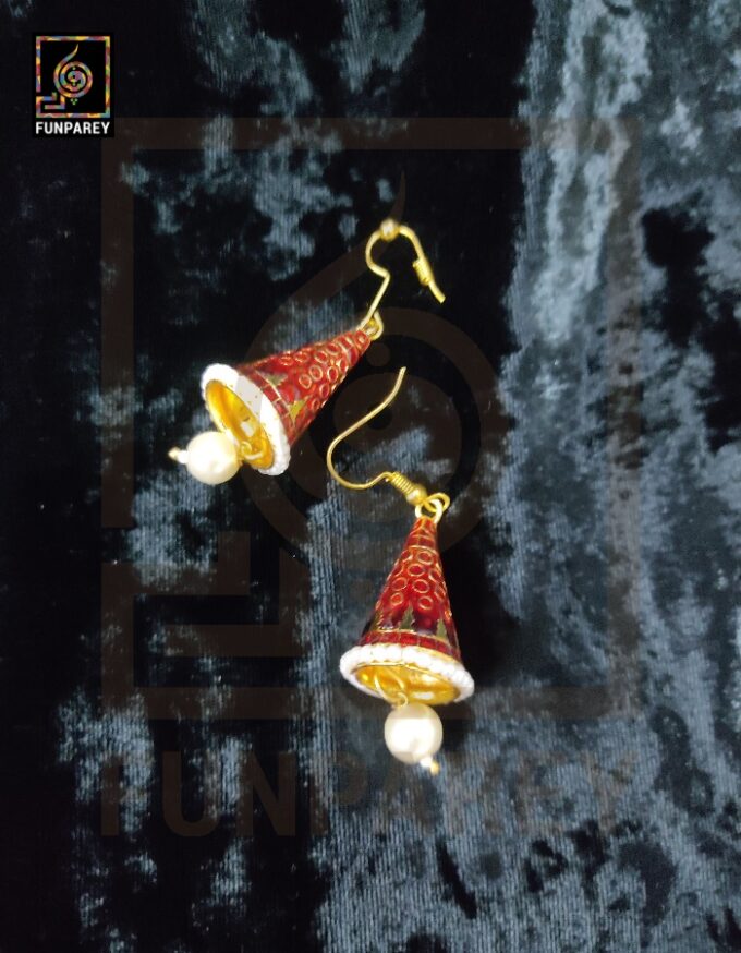 Ethnic Tribal Metallic Earrings "Chime Vermilion" - Image 3