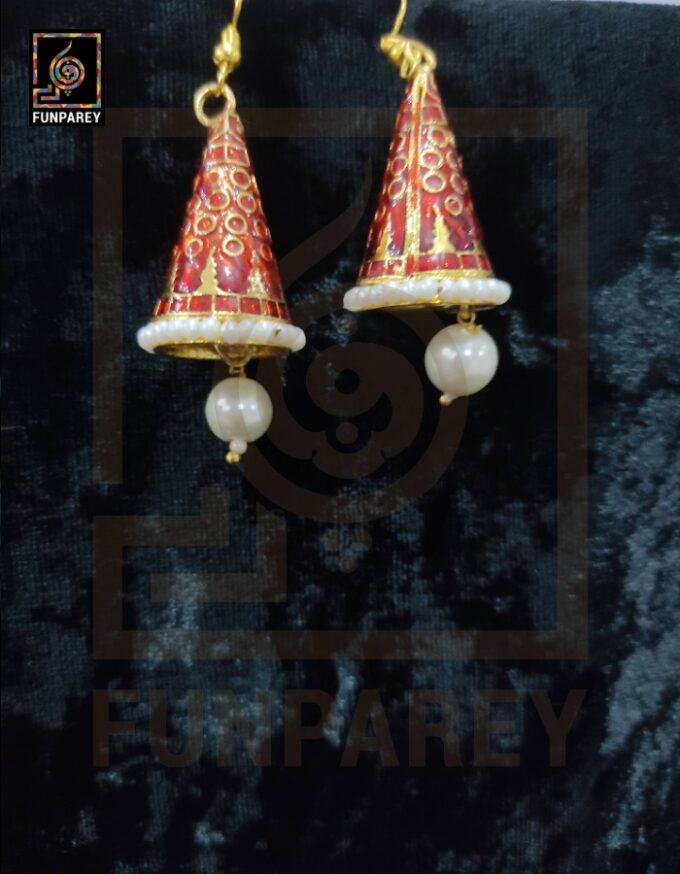 Ethnic Tribal Metallic Earrings "Chime Vermilion" - Image 6