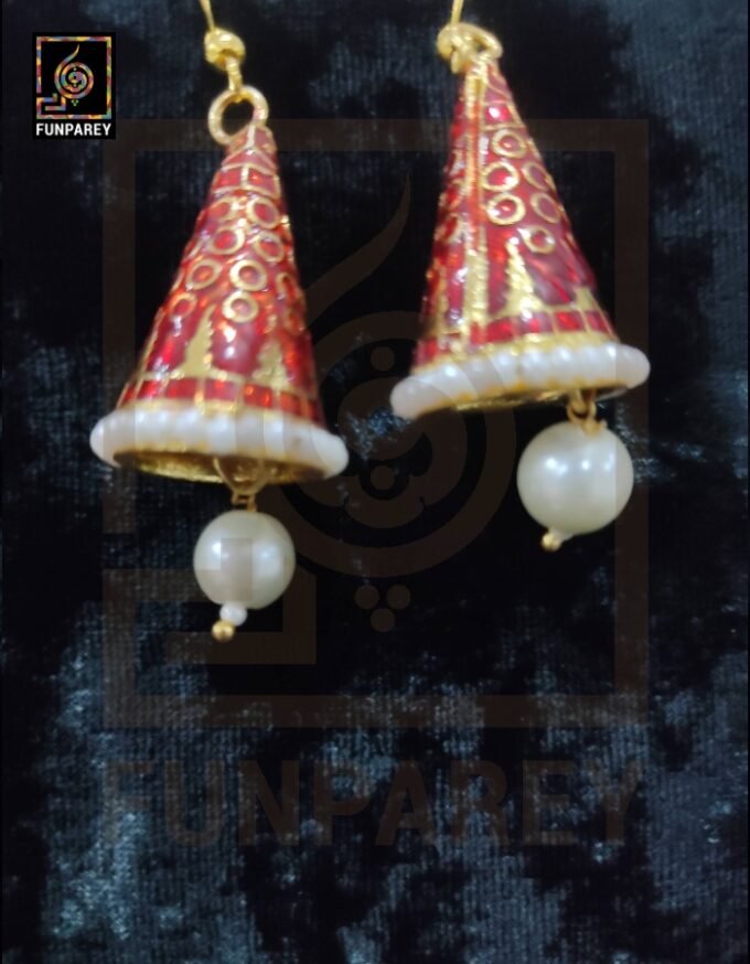 Ethnic Tribal Metallic Earrings "Chime Vermilion" - Image 2