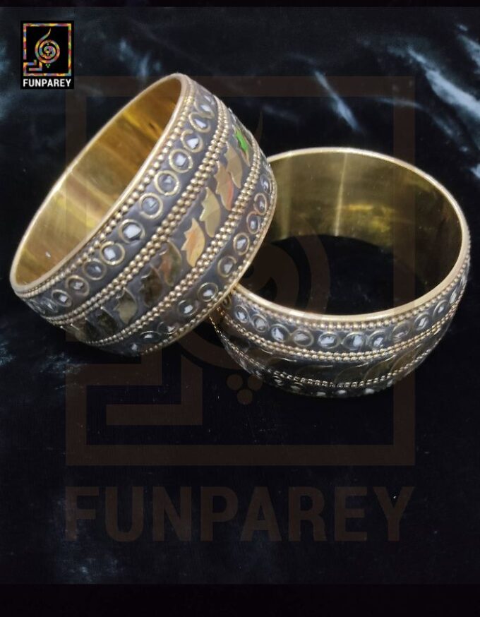 Ethnic Tribal Metallic Heavy Bangle Pair "Stygian"