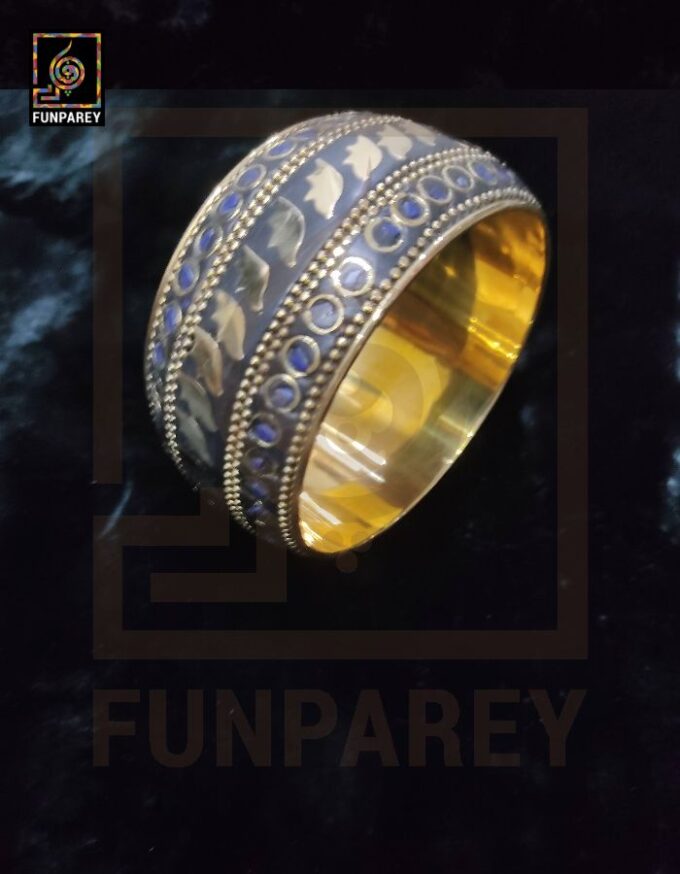 Ethnic Tribal Metallic Heavy Bangle Pair "Azure" - Image 5