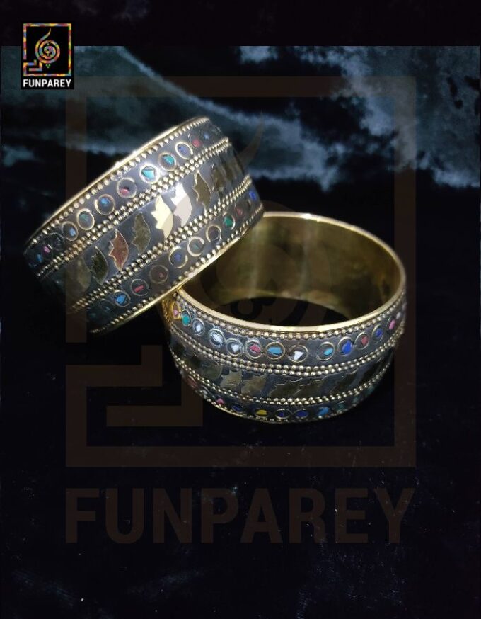 Ethnic Tribal Metallic Heavy Bangle Pair "Jazzed" - Image 5