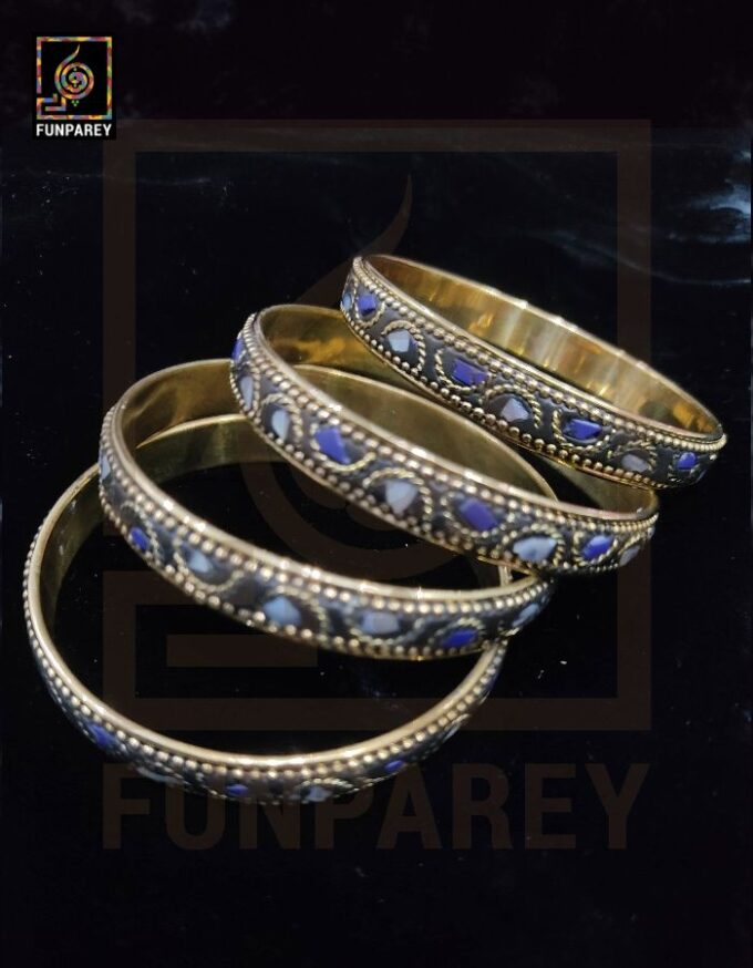 Ethnic Tribal Metallic Sleek Bangle Set "Azure" - Image 2