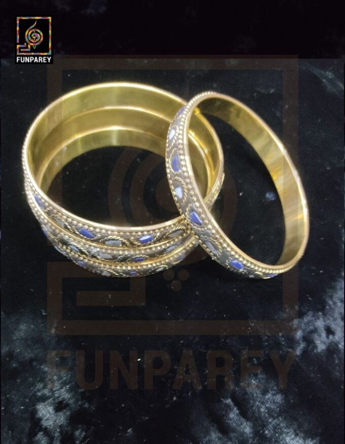 Ethnic Tribal Metallic Sleek Bangle Set "Azure" - Image 4