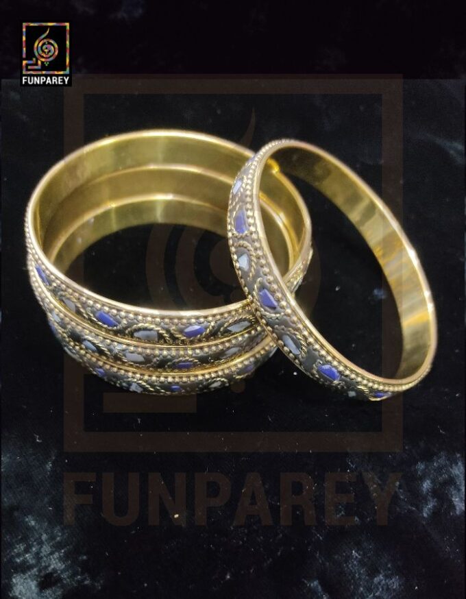 Ethnic Tribal Metallic Sleek Bangle Set "Azure" - Image 5
