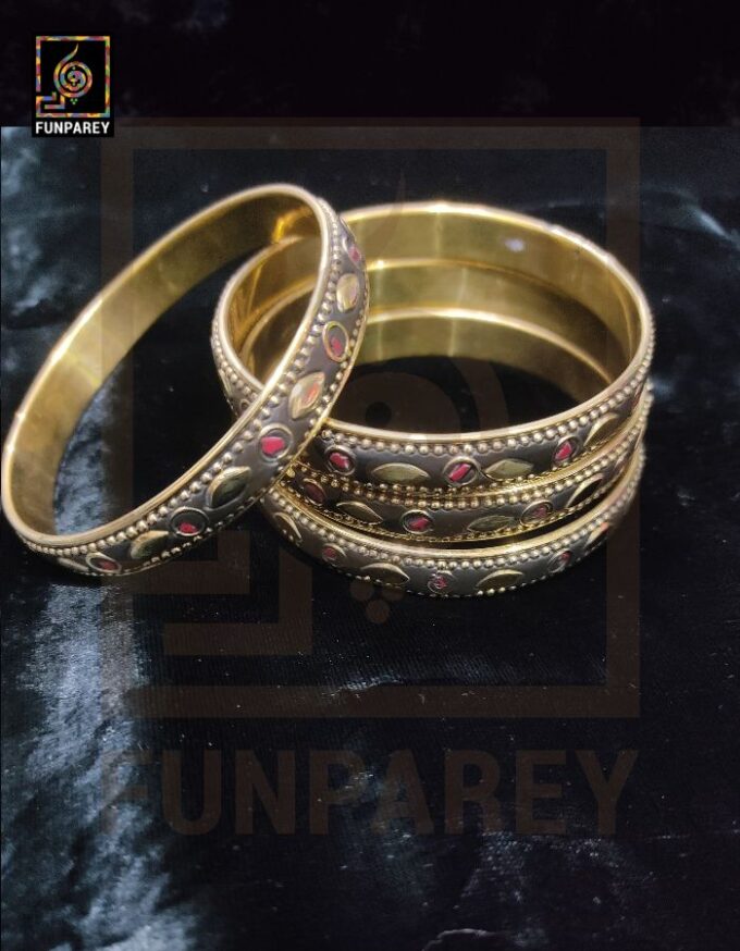 Ethnic Tribal Metallic Sleek Bangle Set "Rubeus" - Image 2