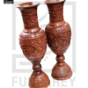 Hand Carved Premium Wooden Vase Pair 22" - Image 2
