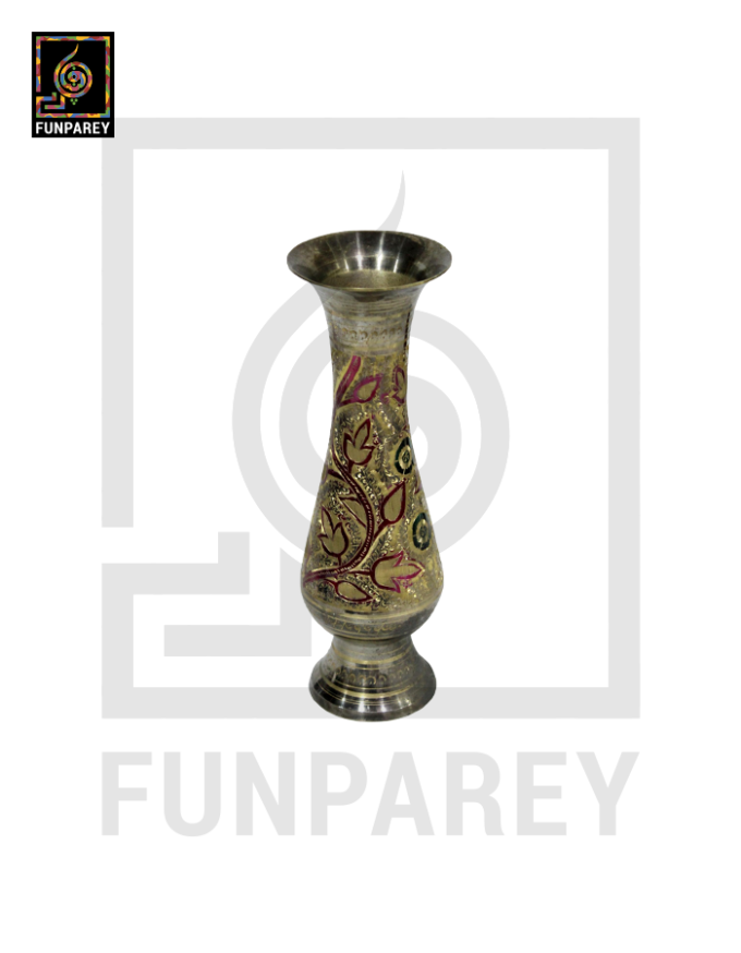 Handmade 10" Brass Vase Pair 'Jazzed Motif' - Image 2